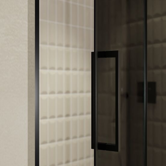 Balmani Senses Design douche draaideur rechts 140 cm x 210 cm Rookglas, Zwarte profielen, met coating