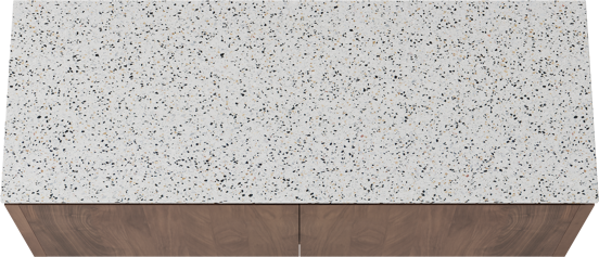 Balmani Eclips meuble salle de bains suspendu 150 x 55 cm Noyer américain avec Stretto tablette simple ou double en Bianco Nero Terrazzo