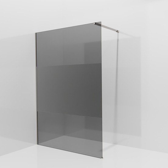 Balmani Modular Walk-In Dusche: 140 x 200 cm, Rauchglas mit mattiertem Streifen, inklusive Coating, Profil Brushed Inox