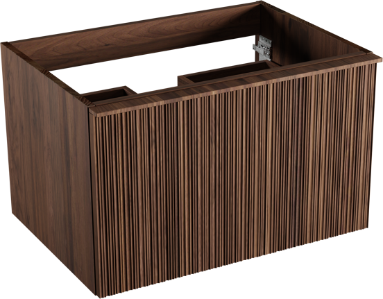Balmani Forma meuble sous-vasque suspendu nervure asymétrique 75 x 55 cm noyer Américain 2 tiroirs