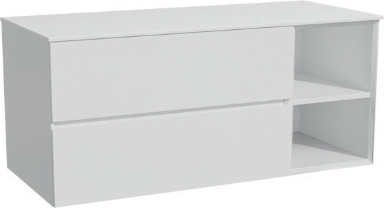 Storke Edge zwevend badmeubel 120 x 52 cm hoogglans wit met Tavola enkel of dubbel wastafelblad in solid surface mat wit