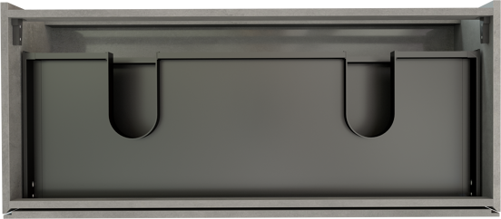 Storke Edge hängender Waschbeckenunterschrank: 120 x 52 cm, Beton dunkelgrau, 2 Schubladen, 2 Siphonaussparungen