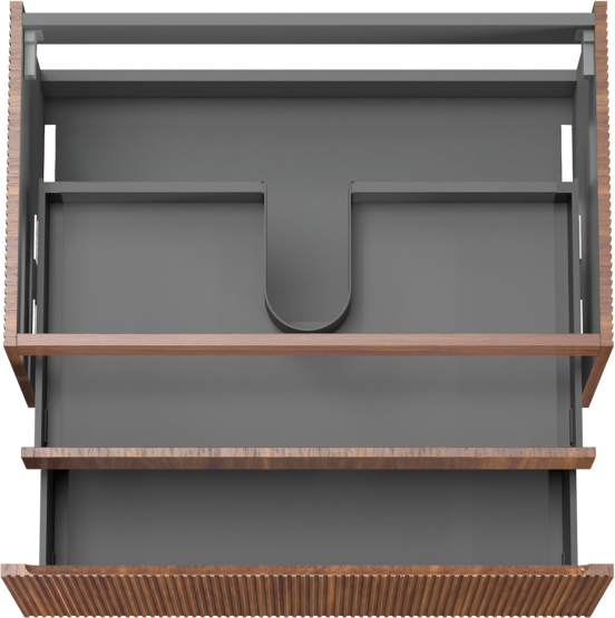 Storke Ribs meuble sous-vasque suspendu 85 x 52 cm noyer 2 tiroirs