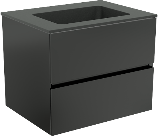 Storke Edge meuble salle de bains suspendu 60 x 46 cm noir mat avec Scuro plan simple en quartz noir mat