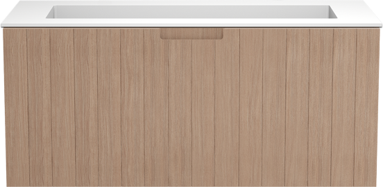 Balmani Adagio meuble salle de bains suspendu 120 x 55 cm chêne vieilli avec Tablo Stretto plan simple pour 2 trous de robinet en solid surface blanc mat