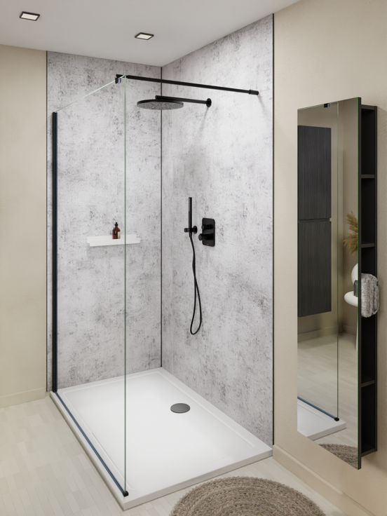 Luca Varess Artdeco revêtement mural de douche 120 x 244 cm alu-composite béton gris