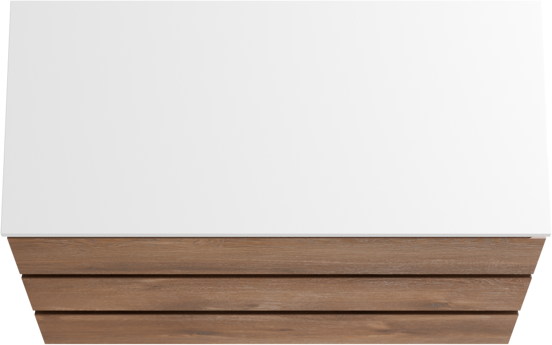 Linie Lado staand badkamermeubel 100 x 46 cm bruine eik met Lado enkel of dubbel tablet in composietmarmer glanzend wit