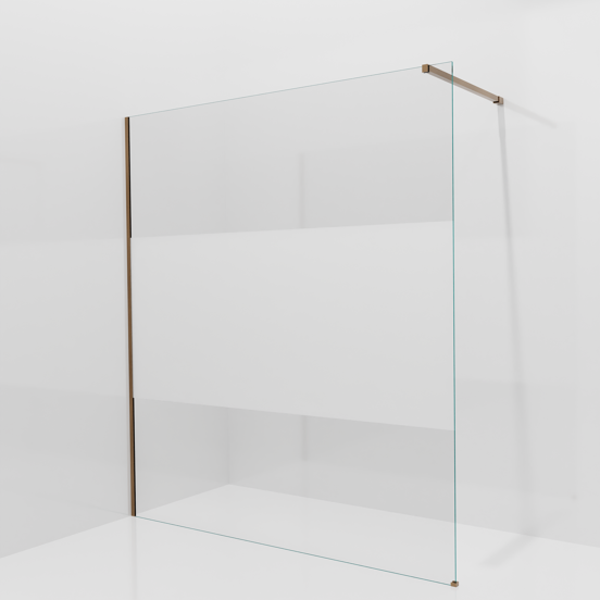 Balmani Modular Walk-In Dusche: 180 x 200 cm, Klarglas mit mattiertem Streifen, inklusive Coating, Profil Brushed Rosegold