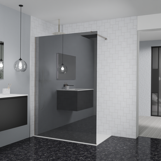 Balmani Modular inloopdouche: 140 x 200 cm, Reflex spiegelglas met coating, Brushed CoolMetal profielen