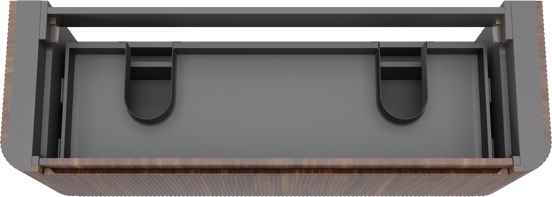 Storke Soft zwevende wastafelonderkast 140 x 46 cm Notenhout 2 lades vert. sym. Groef