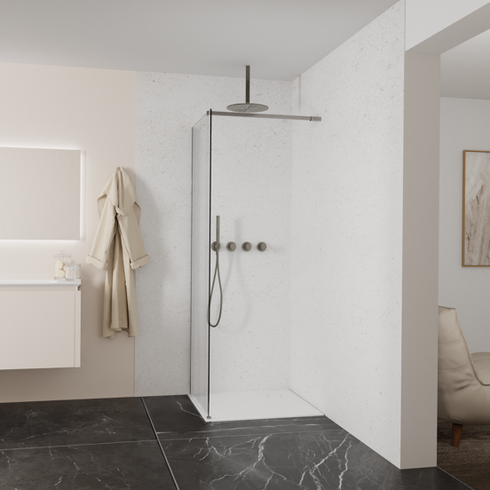 Balmani Modular inloopdouche: 80 x 200 cm, Mikado, Brushed GunMetal profielen