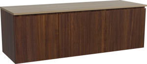 Storke Ribs hängendes Möbelstück Set: 150 x 52 cm, Nussbaum, mit Panton Einzel- oder Doppel Waschtischplatte, Melamin, Rohe Eiche, Vertikale symmetrische gerade Rippe