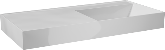 Balmani Argila asymmetrisch rechtse wastafel composietmarmer hoogglans wit 100 x 46 cm