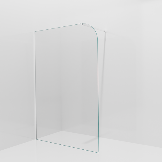 Balmani Modular inloopdouche: 140 x 200 cm, Helder glas afgerond met coating, Mat witte profielen