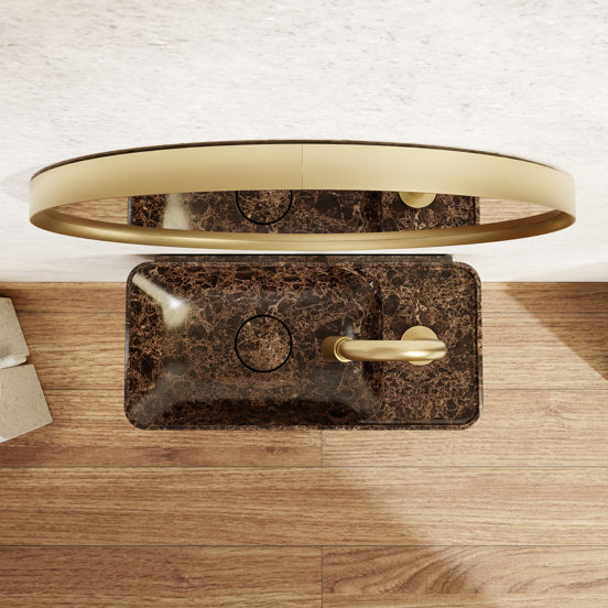 Balmani Auro miroir pour WC rond Brushed Champagne Gold Ø 35 cm