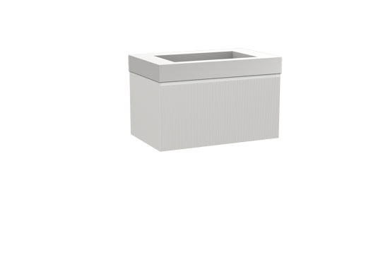Balmani Fila hängendes Möbelstück Set: 90 x 55 cm, Weiß matt, mit Modus Einzelwaschtisch, Solid Surface, Weiß matt, Vertikale symmetrische gerade Rippe