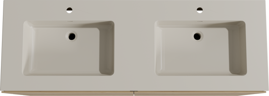 Storke Edge meuble salle de bains à poser 150 x 52 cm chêne brut avec Diva double vasque en top solid soie grise