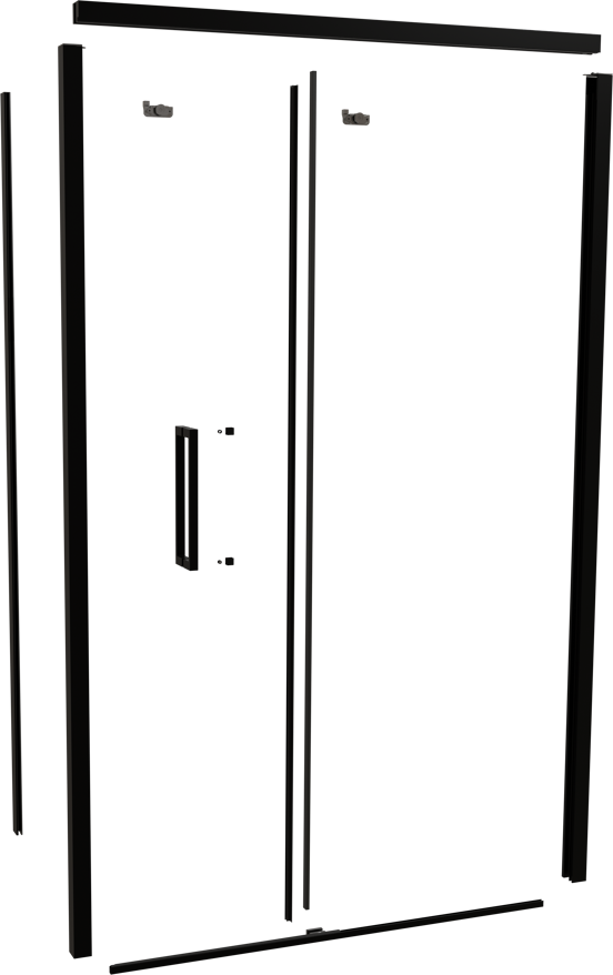 Balmani Senses Design 120 cm droite ensemble de profils pour coin-douche avec porte coulissante noir mat