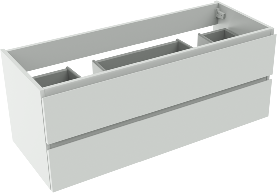 Storke Delta zwevende wastafelonderkast 120 x 48 cm mat wit 2 lades 2 sifonuitsparingen
