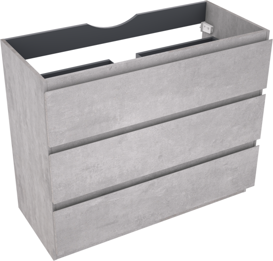 Linie Lado staande wastafelonderkast 100 x 46 cm beton donkergrijs 3 lades