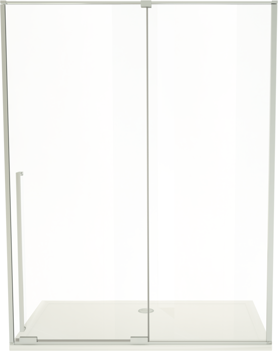 Luca Varess Stilus porte coulissante 160 x 200 cm verre transparent profil chrome brillant