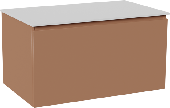 Balmani Sfera zwevend badkamermeubel 90 x 55 cm cotto met Stretto enkel tablet in solid surface mat wit
