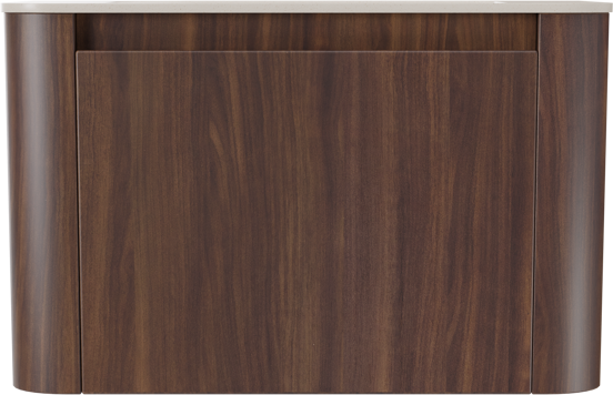 Storke Soft hängendes Möbelstück Set: 80 x 46 cm, Nussbaum, mit Mata Soft Einzelwaschtisch Solid Surface Beige Granit