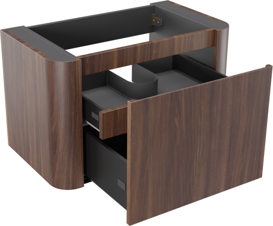 Storke Soft meuble sous-lavabo suspendu 80 x 46 cm Noyer 2 tiroirs