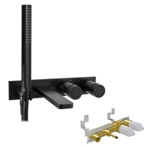 Blaufoss Sonic inbouw badkraan met handdouche mat zwart incl. inbouwelement