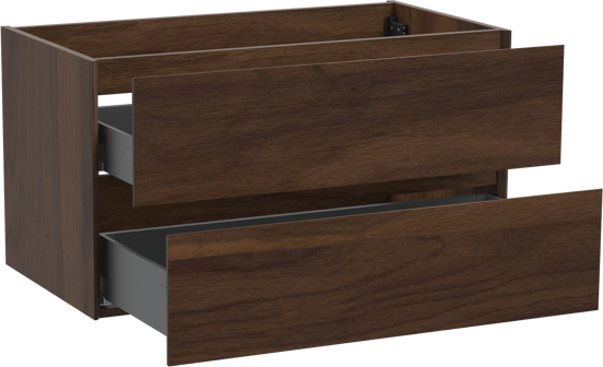 Storke Edge meuble sous-vasque suspendu 95 x 52 cm noyer 2 tiroirs