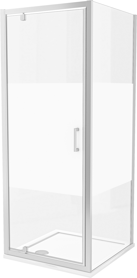 Luca Varess Vidor douchehoek met draaideur en vaste zijwand 80 x 80 cm Helder glas met matte strook glanzend chroom profiel