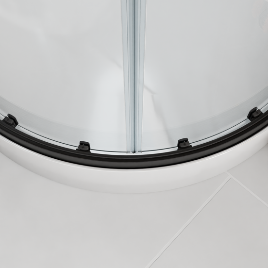 Luca Varess Talan cabine de douche quart de rond avec portes coulissantes 90 x 90 cm verre transparent profil noir mat