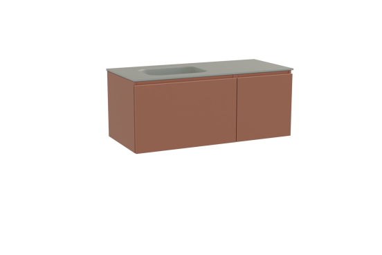 Balmani Sfera hängendes Möbelstück Set: 120 x 55 cm, Cotto, mit Tablo Arcato Waschtisch links, Solid Surface Steingrau