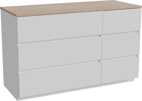 Storke Edge staand badkamermeubel 130 x 52 cm mat wit met Panton enkel of dubbel tablet in melamine ruwe eik