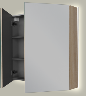 Linie Montro spiegelkast 80 x 75 cm licht eiken met spiegelverlichting
