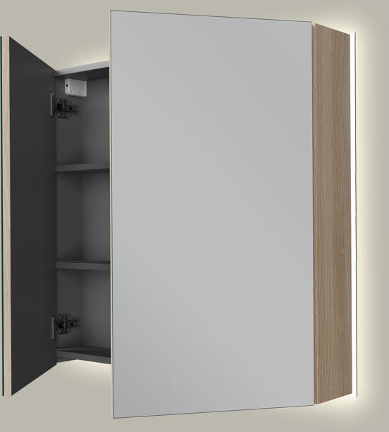 Linie Montro spiegelkast 80 x 75 cm lichte eik met spiegelverlichting