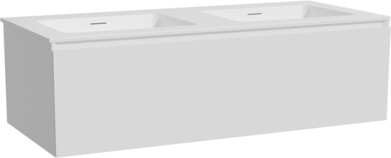 Storke Edge meuble salle de bains suspendu 120 x 52 cm blanc mat avec Mata double vasque en solid surface blanc mat