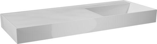 Balmani Argila asymmetrisch rechtse wastafel composietmarmer hoogglans wit 120 x 46 cm