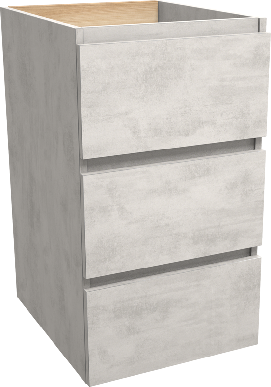 Balmani Lucida stehender Bad-Unterschrank, 45 x 55 cm, Beton silbergrau, 3 Schubladen