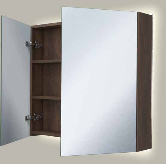 Storke Reflecta spiegelkast 85 x 75 cm notelaar met spiegelverlichting