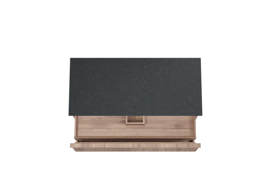 Balmani Forma hängendes Möbelstück Set: 120 x 55 cm, Teak, mit Stretto Einzel Waschtischplatte, Granit, Schwarzes Granit, Vertikale symmetrische gerade Rippe