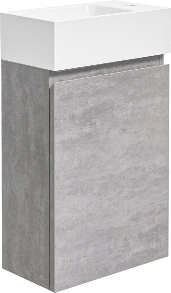 Linie Lado zwevend toiletmeubel 40 x 22 cm beton donkergrijs met Baro wastafel in glanzend witte keramiek