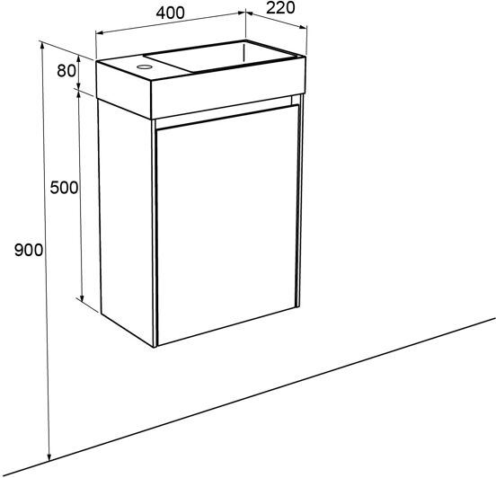 Storke Edge meuble wc suspendu 40 x 22 cm blanc mat avec Vida lavabo en marbre composite brillant