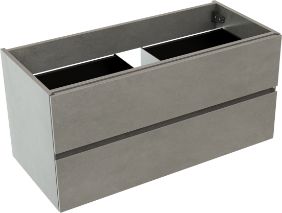 Storke Edge hängender Waschbeckenunterschrank: 100 x 46 cm, Beton dunkelgrau, 2 Schubladen