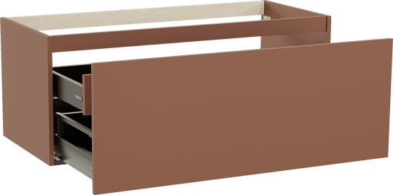 Balmani Sfera hängender Waschbeckenunterschrank: 120 x 55 cm, Cotto, 2 Schubladen