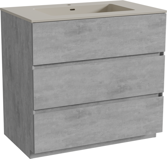 Storke Edge meuble salle de bains à poser 85 x 52 cm béton gris foncé avec Diva plan simple en top solid soie grise