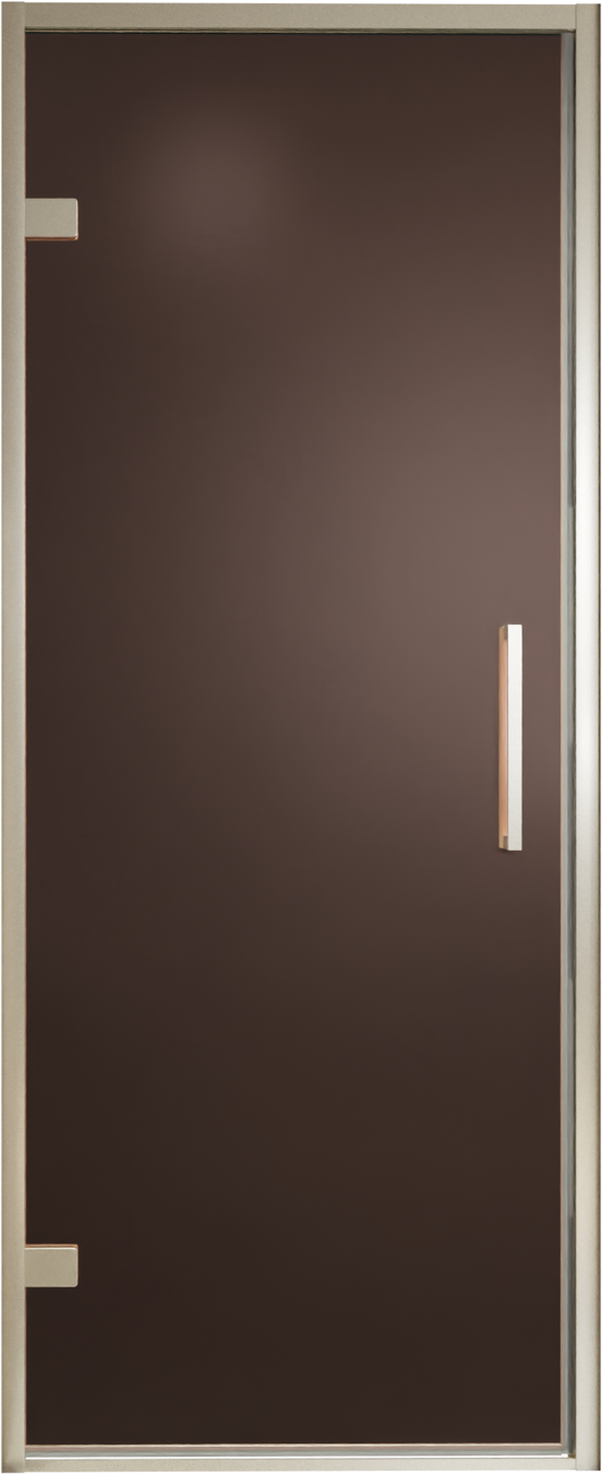 Balmani Senses Design porte pivotante à gauche 90 cm x 210 cm verre Bronze, Profil Brushed CoolMetal, coating inclus