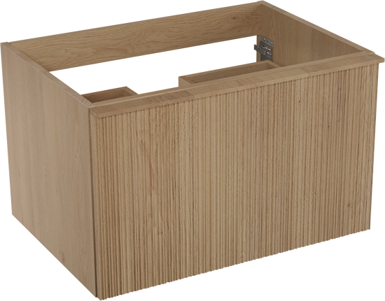 Balmani Forma zwevende wastafelonderkast 75 x 55 cm naturel eiken 2 lades vert. asym. groef