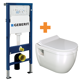 Linie Tempo hangend toilet hoogglans wit randloos met Geberit Duofix inbouwreservoir