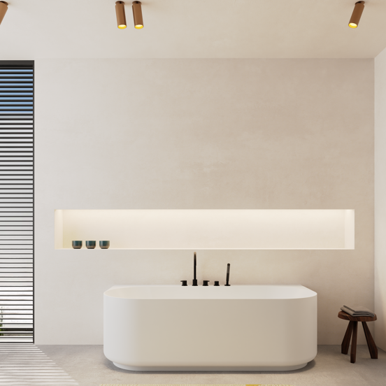 Balmani Scala baignoire semi-ilôt ovale 175 x 80 cm Solid Surface blanc mat